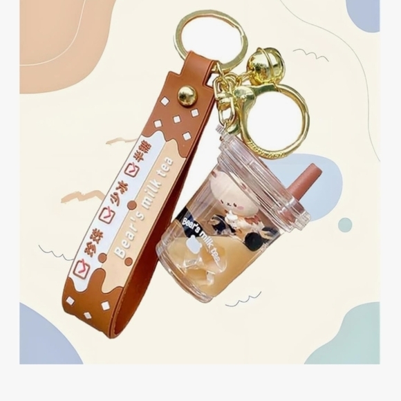 Bear's Milk Tea Phone Charm Keychain - Brown - Picture 6 of 10